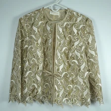 Gold Embroidery Jacket Sz M-L Elegant Accessory For Wedding or Formal Event