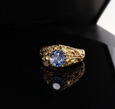 Vintage Blue Ceylon Sapphire Yellow Gold Ring Size J Val $9130