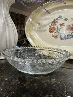 Vintage Indiana Glass Clear Hen On Nest Beaded BOTTOM ONLY