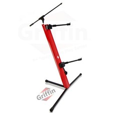 2-Tier Column Keyboard Stand with Mic Boom Arm by GRIFFIN - Double Sliding Mount