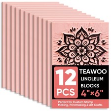 12Pcs Linoleum Blocks for Printmaking 4"x6" Premium Rubber Stamps, Printmak...