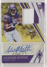 2019 Phoenix RPS Rookie Jersey Yellow Prime 47/75 Alexander Mattison Auto 0gg