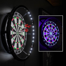 Nighthawk 2-in-1 LED Dartboard Set with Glow Darts  Dimmer Lighting