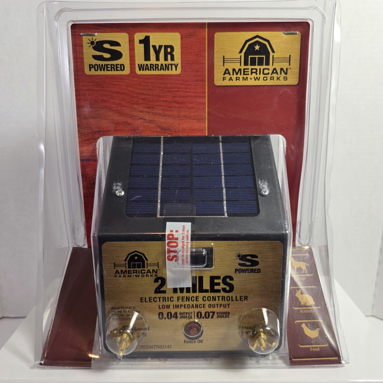 Solar American Farm Works Electric Fence Controller ~ 2 Mile Range - NEW