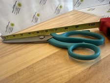 10.5  Professional Tailor  s Scissors Teal Plastic Handles  Stainless Steel