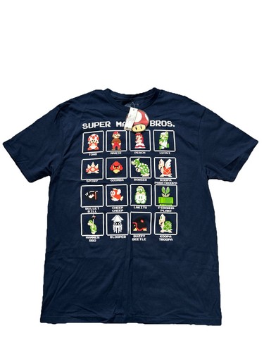 Super Mario Bros Blue Graphic Games T-shirt cotton blend Men size L (A-11)