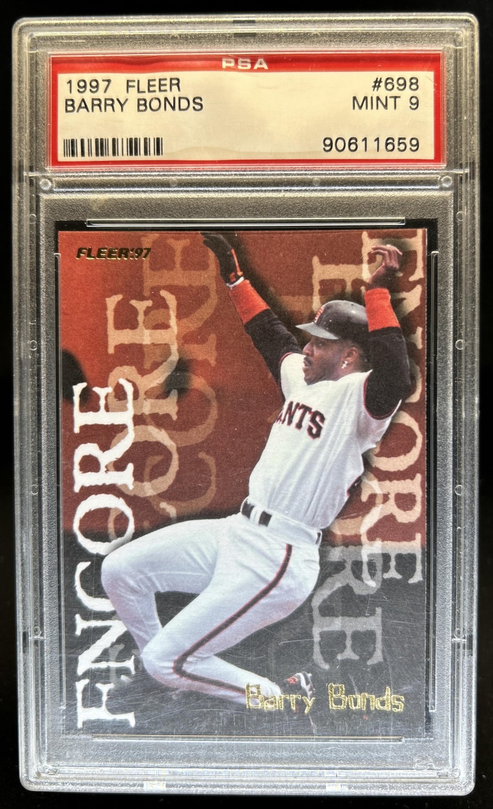 1997 Fleer Barry Bonds #698 Giants PSA 9 view 1