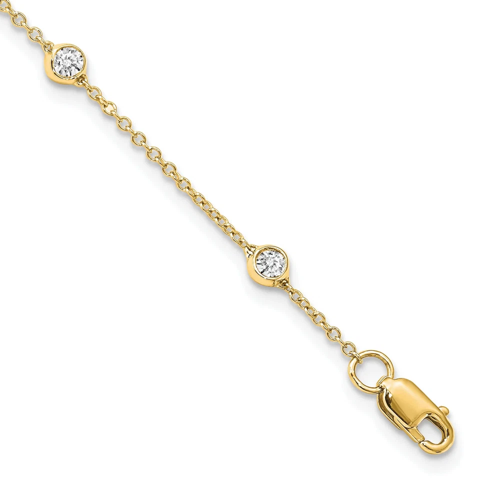 Brazalete de tenis de estación de diamantes de laboratorio de oro amarillo macizo de 14K Foto 3 de 4