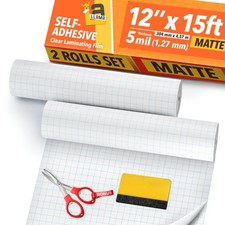 Matte Laminating Roll 2-Pack 12  x 15ft - 5 MIL Self Adhesive Durable Clear M...