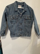 Bugle Boy Gold Crest Denim Jacket 100 Cotton Size Small