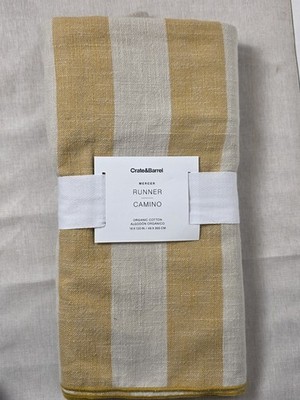 Crate And Barrel Table RunnerMERCERRUNNERCAMINOORGANIC COTTON  18X120 Yellow