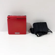 Nintendo Game Boy Advance SP Handheld System Flame Red AGS 001 Tested w/Charger!
