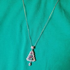 Solid 925 Silver Cz Christmas Tree Charm Pendant Necklace 18 Beauty