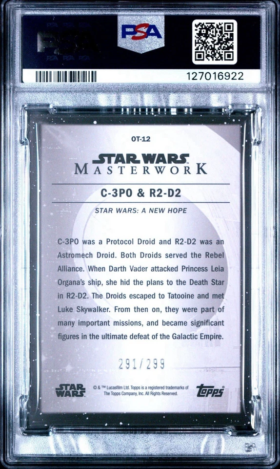 2022 Topps Star Wars Masterwork Original Trilogy Posters C-3PO R2-D2 /299 PSA 9 - Image 2 of 2