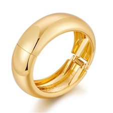 Gold Polished Chunky Wide Bangle Bracelet for Women Gold Bangles Wrist Cuff Brac