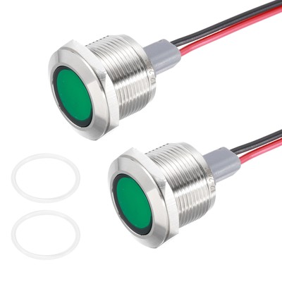 2Pcs 19mm( 3/4'') Indicator Light,12V-24V AC/DC 20mA for Boat Car,Green