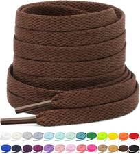  2 Pairs Flat Shoe Laces for Sneakers 30"-72" Length 45" inches 114 cm Brown