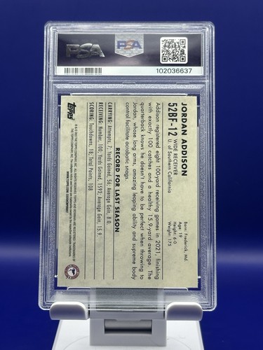 Bowman University #52BF12 2022 Jordan Addison 1952 Bowman PSA 8,5 Low Pop - Imagen 2 de 3