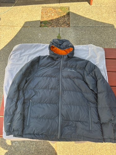 Eddie Bauer Puffer Jacket Men Gray Down EB650 Hiking Light XL
