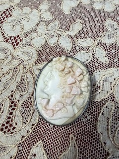 Antique Victorian 1880s Carved Angel Skin Coral Bacchus Cameo Silver Setting