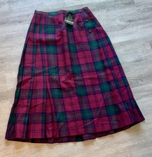 VINTAGE KILT Bonda Tartan Red Plaid Pleated Wool Skirt 10 Made In Canada NWT 
