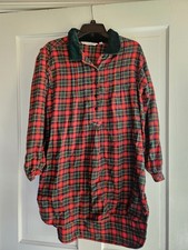 Vntg Red Plaid Victoria's Secret Country Flannel Nightgown M Cottagecore Velvet