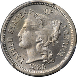 1885 Three (3) Cent Nickel Proof PCGS PR66 Superb Eye Appeal Strong Strike
