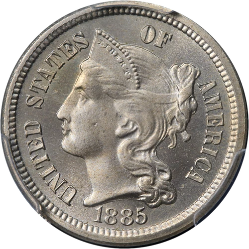 1885-P Three Cent Nickel — photo from the most recent tracked eBay sale