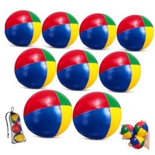 9 Pcs Juggling Balls Set for Beginners and Red, Yellow, Blue, Green PU