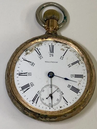 Antique WALTHAM Gold Filled Pocket Watch Pre-Owned Doesn't Run - 35#140