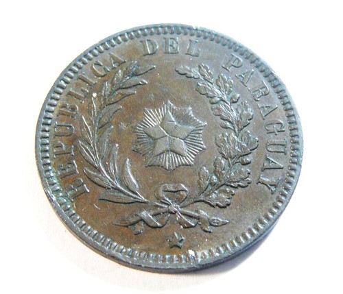 Paraguay 2 Centesimos 1870 SHAW KM# 3 Copper AU