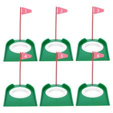 6 Pack Golf Putting Cup with Flags, Plastic Mini 7.1in x 6.7", Green