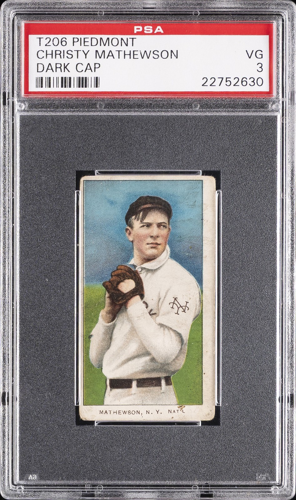 1909-11 T206 PIEDMONT DARK CAP CHRISTY MATHEWSON PSA 3