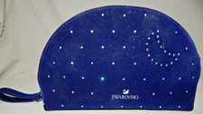 Swarovshi Crystal rhinestone Accessories makeup blue travel bag FW 19 Pouch