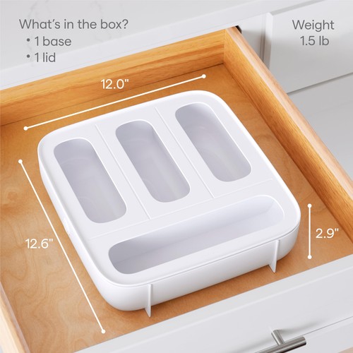4 Slot StoraBag Dispenser Sacchetti Alimentari Sacchetti Panini Plastica Cassetto Organizzatore - Foto 4 di 8