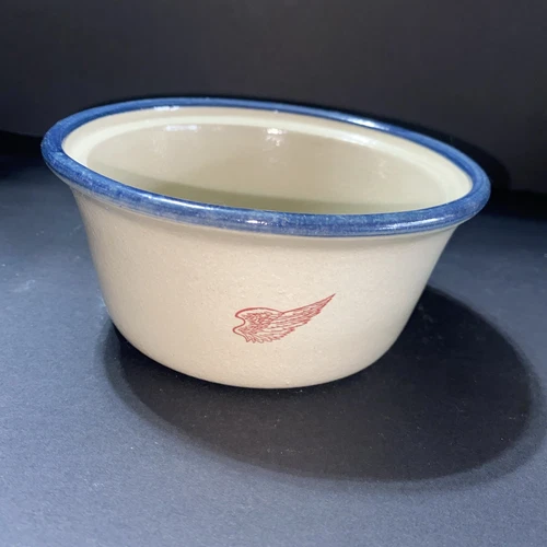 Vintage Red Wing Stoneware Sm Bowl/Crock Blue Rim  3” Tall  6" wide Farmhouse FS