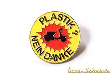VESPA Pin / Anstecker "Plastik? Nein danke!" - Scooter Lambretta V50 GS GL Retro