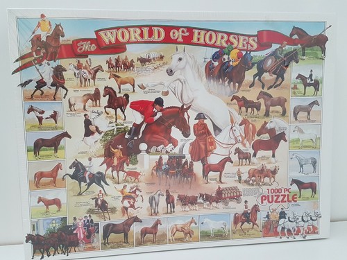 World of Horses Breeds White Mountain Jigsaw Puzzle Equestrian NEW but Box Worn