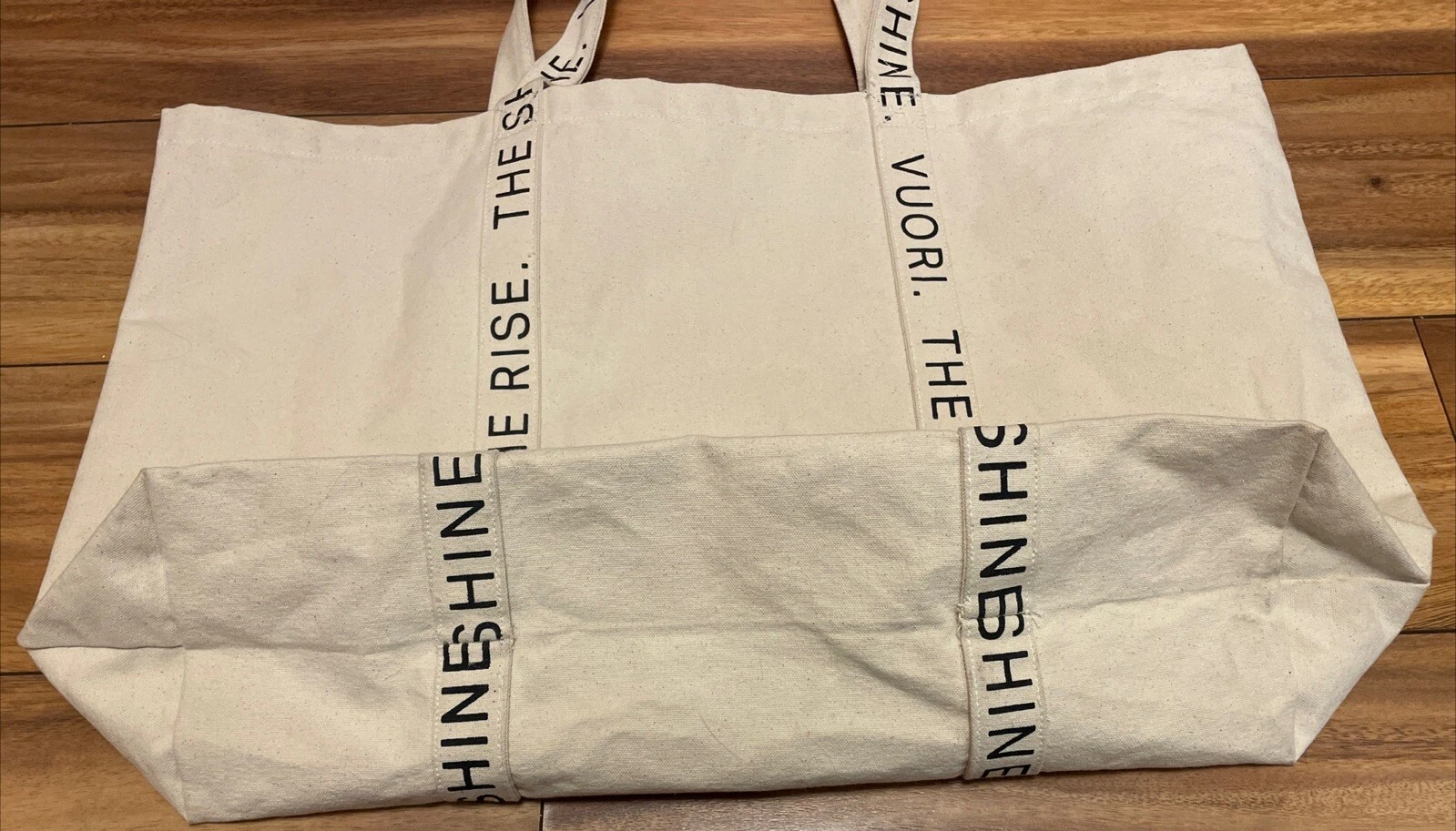 vuori limited edition the rise the shine canvas tote 
