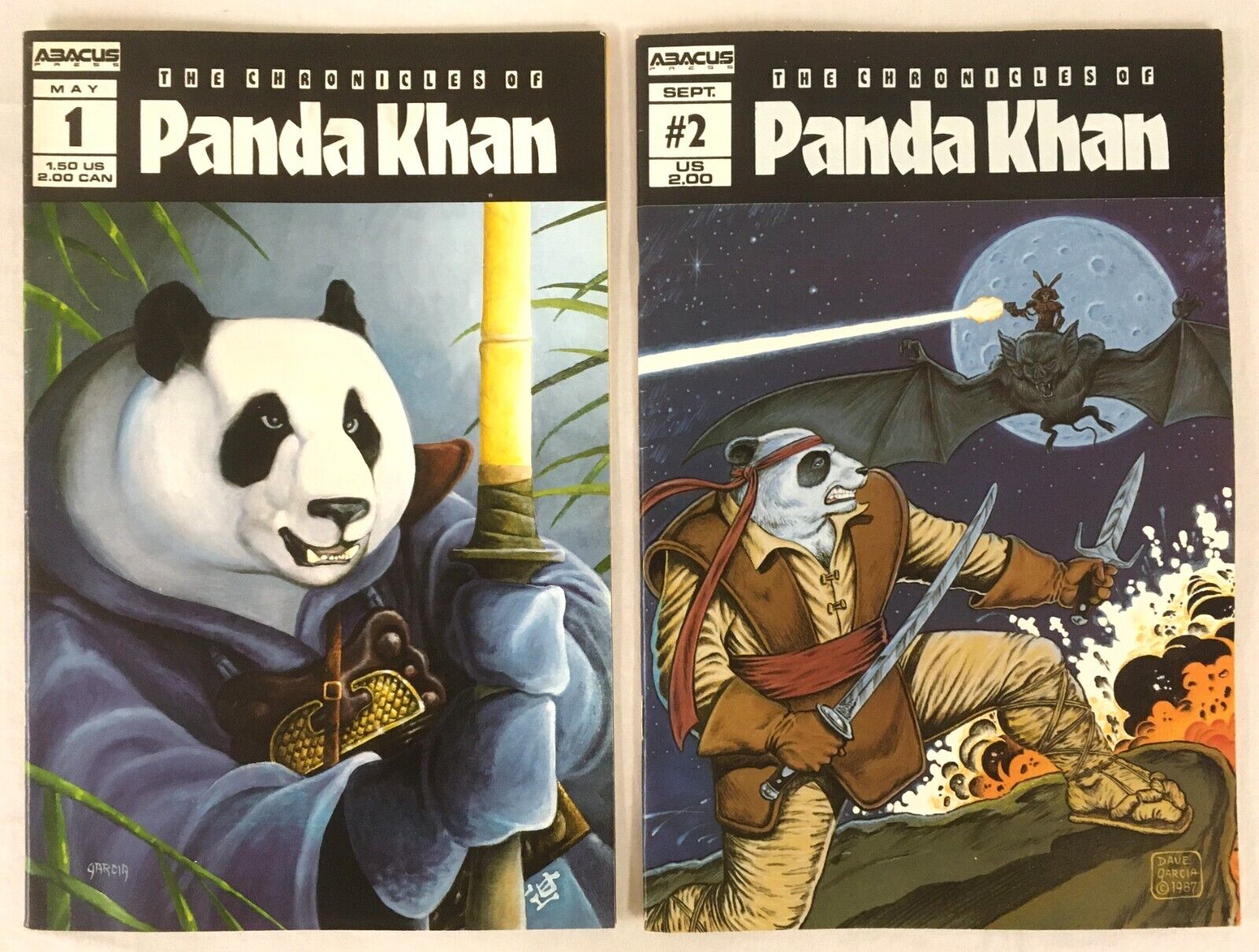 Chronicles of Panda Khan lot of 2 comics #1 & 2 (1987 Abacus) Dave Garcia Art VF