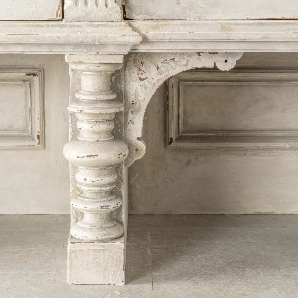 Armário de exposição grande country francês pintado de branco, por volta de 1900 - Imagem 3 de 4