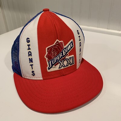 NFL Football Super Bowl XXI New York Giants Trucker Hat Cap 1987 Snapback Mesh