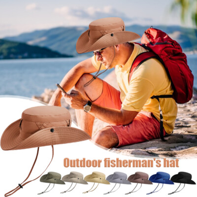 Men Women Outdoor Wide Brim Sun Hat Riding Hiking Fishing Fisherman's Cap  Hats