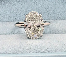 3.00 Carat F VVS2 Oval Lab Grown Diamond Ring 14k White Gold IGI Certified
