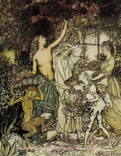 Summer's Rose Garland 8.5x11" Photo Print Arthur Rackham Illustration Fine Art