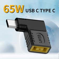 90 Degree 65W USB Type C To DC For Lenovo Power Charger Adapter Square Convert2K