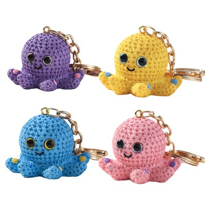 Octopus Keychain Toy 3D Bag Key Rings Aorable Resin Backpack Pendant Cute Gift