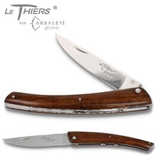 Arbalete G. David Thiers Taschen-Messer 12 cm verzierte Platine, edles Eisenholz