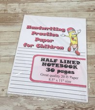 Half Lined Notebook Page - Handwriting Practice Paper For Children - 30 Sheets