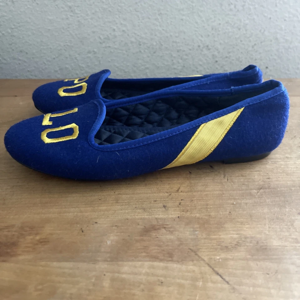 Zapatillas Ralph Lauren Spell Out para mujer de franela de lana azules zapatos reales talla 2 Foto 4 de 4